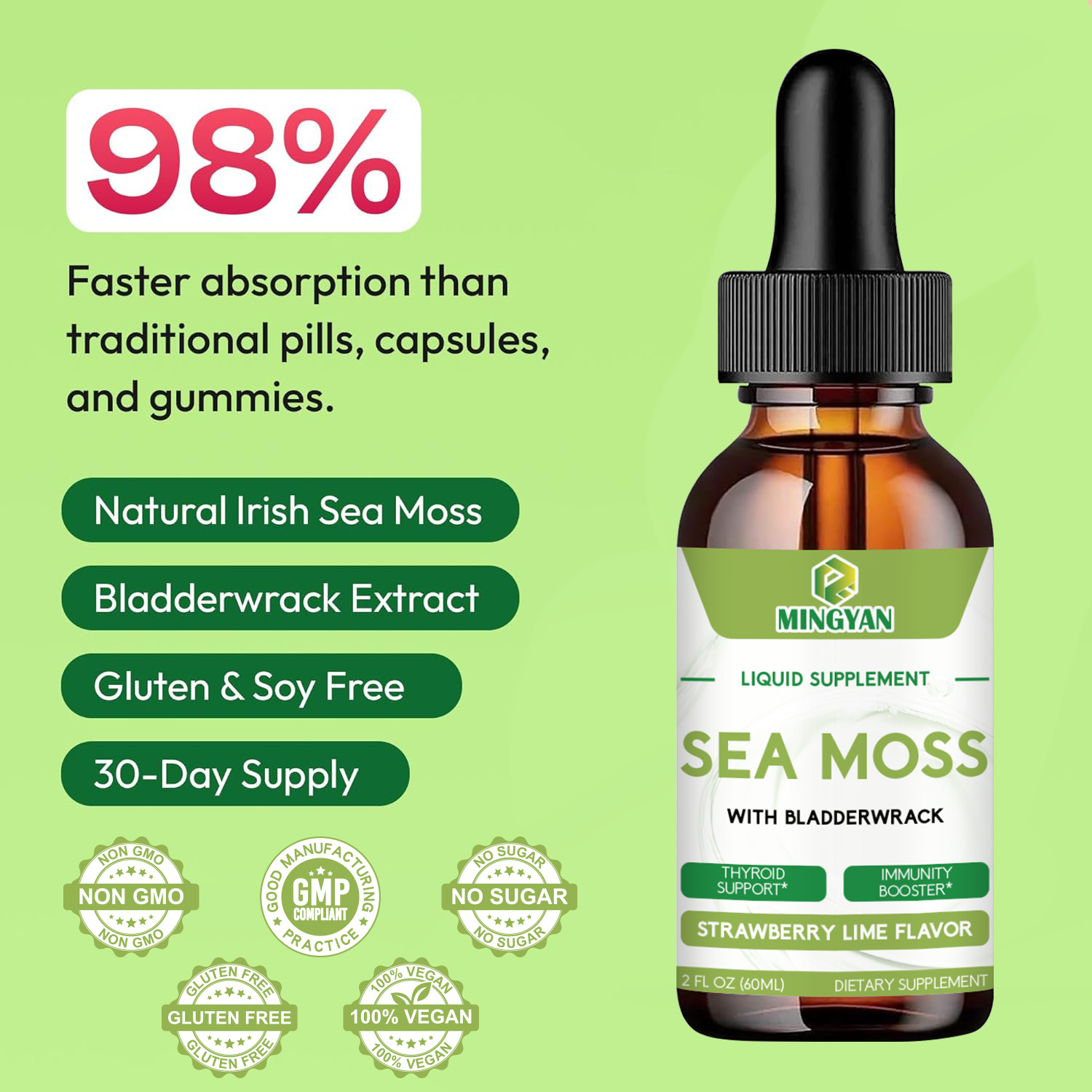 Gouttes de mousse de mer biologique &agrave; l'extrait de fucus