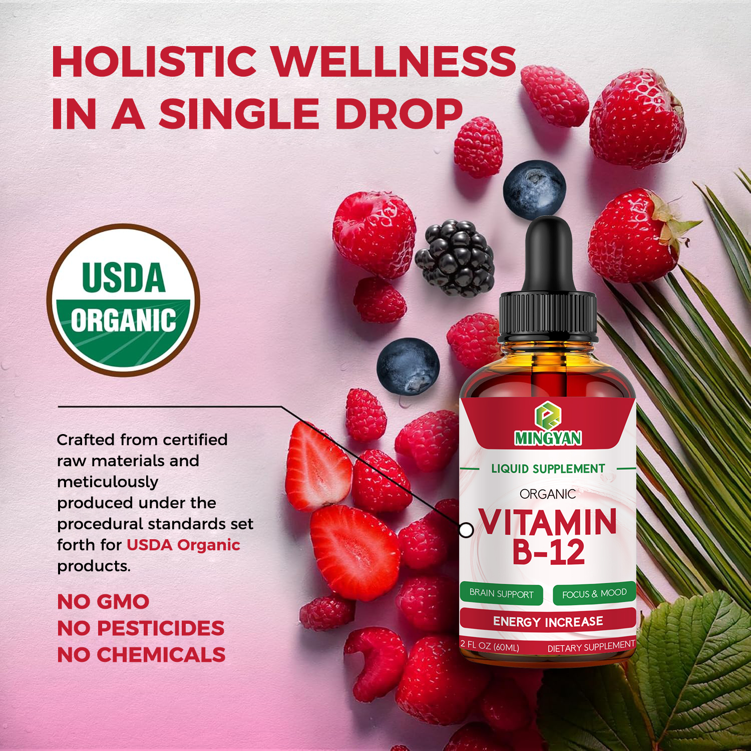 Gotas de vitamina B12 con sabor a bayas